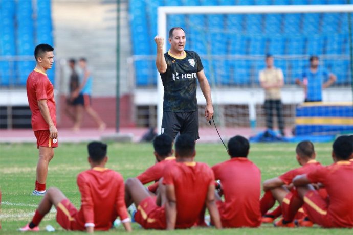 Indian national team head coach Igor Štimac during a training session at the Jawaharlal Nehru Stadium in Delhi. (Photo courtesy: AIFF Media)