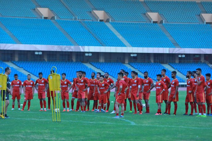 Indian national team training session at the Jawaharlal Nehru Stadium in New Delhi. (Photo courtesy: AIFF Media)