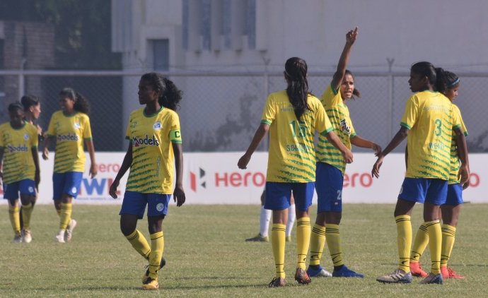 Panjim Footballers players during their Hero Indian Women's League (IWL) match. (Photo courtesy: AIFF Media)