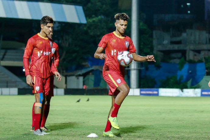 The young gungs during the Indian national team's training session. (Photo courtesy: AIFF Media)
