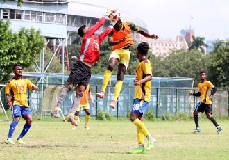 Match action between Mohammedan Sporting Club and Aryan Club in a friendly match on July 22, 2019. (Photo courtesy: Mohammedan Sporting Club)