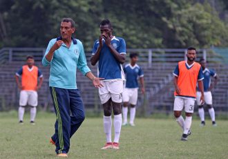 Mohammedan Sporting Club head coach Subrata Bhattacharya during a training session. (Photo courtesy: Mohammedan Sporting Club)