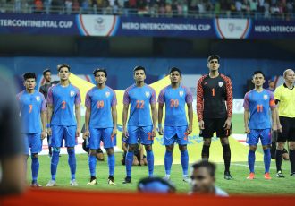The Indian national team at the Hero Intercontinental Cup 2019. (Photo courtesy: AIFF Media)