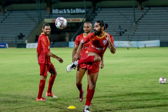 Indian national team defender Sandesh Jhingan during a training session. (Photo courtesy: AIFF Media)
