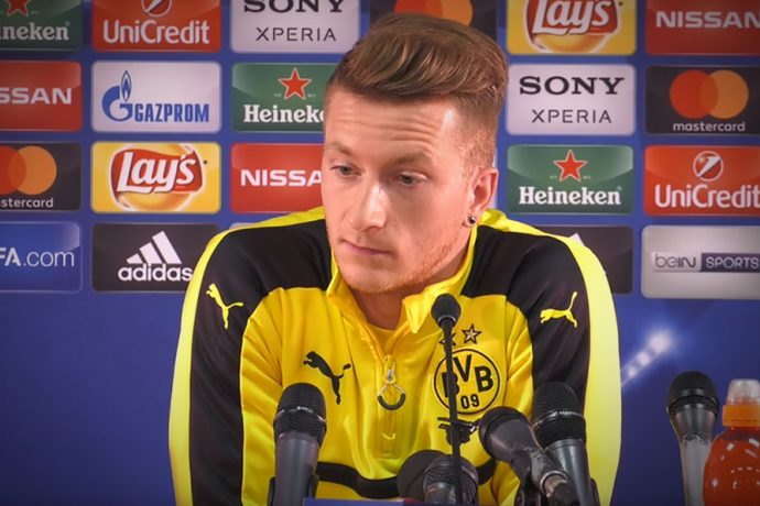 Marco Reus during a Borussia Dortmund press conference.
