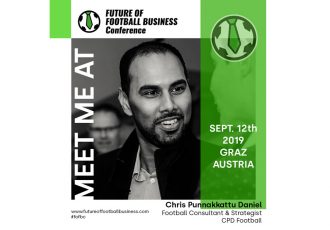 Chris Punnakkattu Daniel - Meet me at the FUTURE OF FOOTBALL BUSINESS-Conference on September 12 in Graz, Austria. (Image courtesy: FOOTBALL BUSINESS INSIDE)