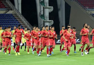 The Indian national team during a training session in Guwahati. (Photo courtesy: AIFF Media)