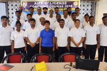 AIFF D License Instructor Kuntala Ghosh Dastidar with the participants of the AIFF D License Coaching Course in Cuttack. (Photo courtesy: Football Association of Odisha)