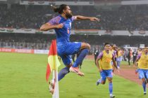Adil Ahmed Khan celebrates his goal for the Indian national team in a joint FIFA World Cup Qatar 2022 and AFC Asian Cup China 2023 qualifier against Bangaldesh at the Vivekananda Yuba Bharati Stadium in Kolkata. (Photo courtesy: AIFF Media)