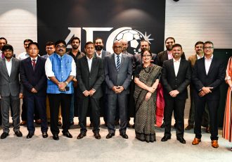 AFC General Secretary Dato’ Windsor John, AIFF General Secretary Kushal Das and representatives of Indian Super League and I-League club after their meeting at the AFC Headquarters in Kuala Lumpur, Malaysia. (Photo courtesy: The Asian Football Confederation)