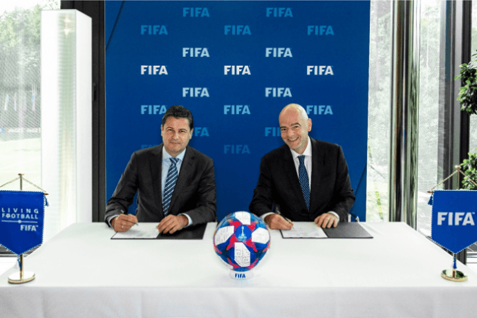 World Leagues Forum Chairman Christian Seifert and FIFA President Gianni Infantino. (Photo courtesy: World Leagues Forum)