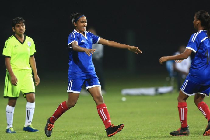 Hero U-17 Women's Championship match action between the Tigresses and Cheetahs. (Photo courtesy: AIFF Media)