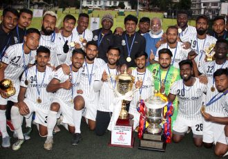 Mohammedan Sporting Club players and officials celebrating their Sikkim Governor's Gold Cup title. (Photo courtesy: Mohammedan Sporting Club)