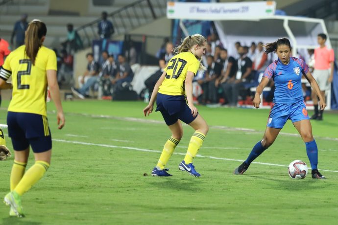 U-17 Women’s Football Tournament 2019 match action between the India U-17 Women's national team and the Sweden U-17 Women's national team. (Photo courtesy: AIFF Media)