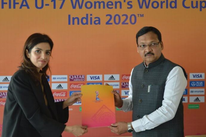 Roma Khanna, LOC Tournament Director, FIFA U-17 Women’s World Cup India 2020 and Ishwarsinh Patel, Minister of Sports, Youth and Cultural Activity, Government of Gujrat. (Photo courtesy: FIFA U-17 Women's World Cup India 2020 LOC)