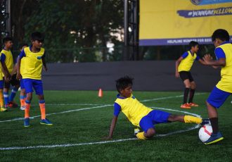 Participants of the KBFC Young Blasters program. (Photo courtesy: Kerala Blasters FC)