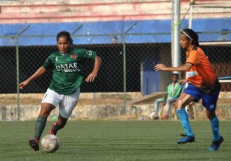 Indian Women's League match action between Kenkre FC and Bidesh XI Sports Club. (Photo courtesy: AIFF Media)