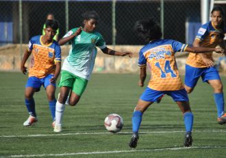 Indian Women's League (IWL) match action between Kickstart FC and FC Kolhapur City. (Photo courtesy: AIFF Media)
