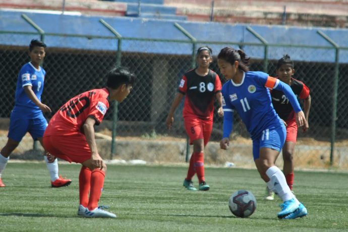 Indian Women's League match action between Kryphsa FC and Baroda Football Academy. (Photo courtesy: AIFF Media)