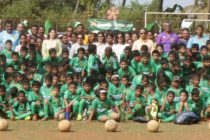 Participants of the Salgaocar FC Community Outreach Program Grassroots Football Festival at the Chicalim Panchayat Ground. (Photo courtesy: Salgaocar FC)