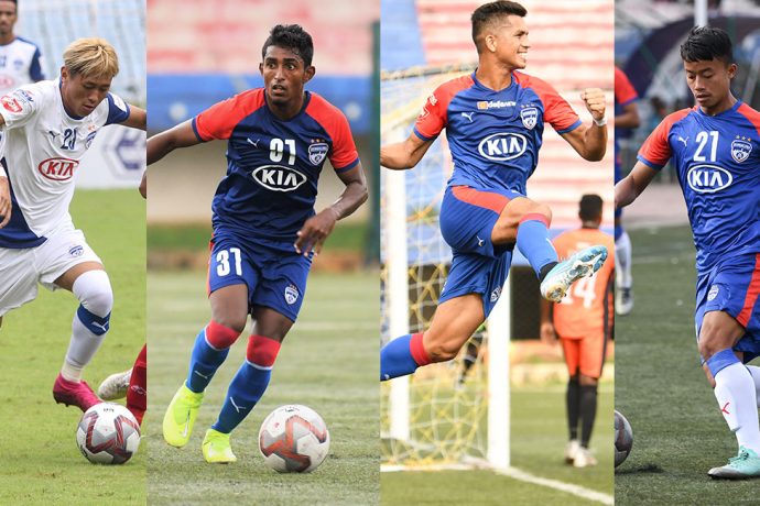 Bengaluru FC players Namgyal Bhutia, Leon Augustine, Ajay Chhetri and Naorem Roshan Singh. (Photos courtesy: Bengaluru FC)