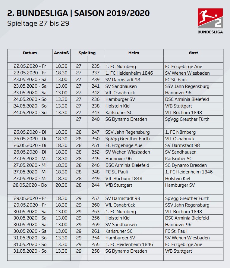 DFL sets fixtures for Bundesliga and Bundesliga 2 until matchday 29