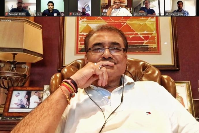 AIFF President Praful Patel during a video conference with the various Indian national team coaches. (Photo courtesy: AIFF Media)