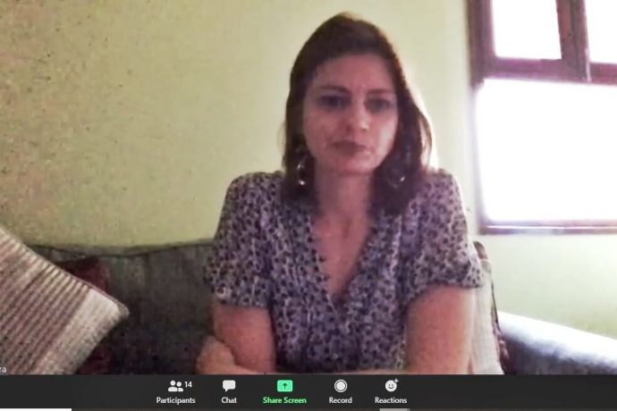 Sara Pilot during the AIFF Women's Committee video conference. (Photo courtesy: AIFF Media)