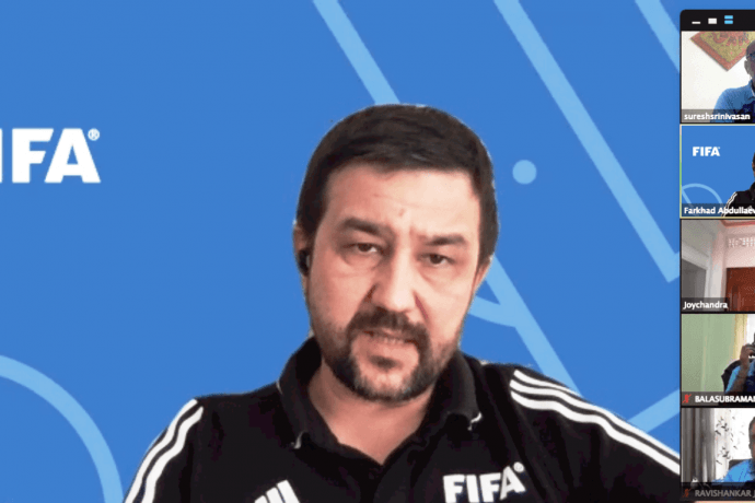 Farkhad Abdullaev during the online FIFA MA course for Referee Assessors. (Photo courtesy: AIFF Media)