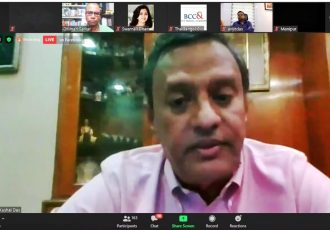 All India Football Federation General Secretary Kushal Das during an online seminar organized by the Bengal Chamber of Commerce and Industries. (Photo courtesy: AIFF Media)