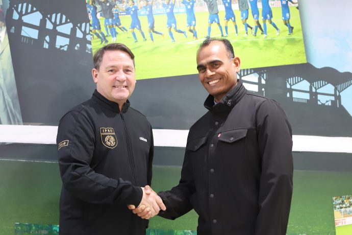 Colin Chambers, Director, International Professional Scouting Organisation and Savio Medeira, Head of Coach Education, All India Football Federation. (Photo courtesy: AIFF Media)