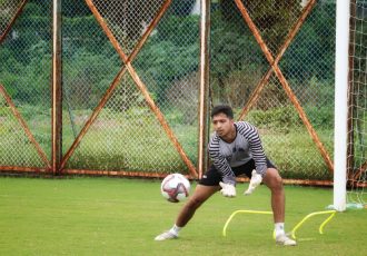 Goalkeeper Shayan Roy durig a training session. (Photo courtesy: Gokulam Kerala FC)