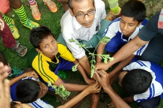 Tree plantation conducted by participants of the Golden Baby League in Islampur, India. (Photo courtesy: AIFF Media)