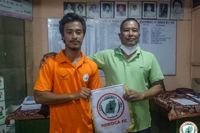 NEROCA FC present their new signing Sinam Momocha. (Photo courtesy: NEROCA FC)