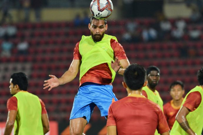 Adil Ahmed Khan during an Indian national team pre-match warm-up session. (Photo courtesy: AIFF Media)