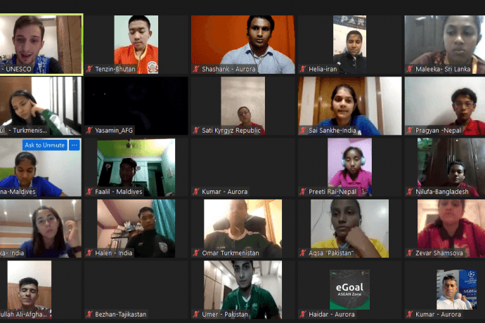 Participants of the eGoal Virtual Social Responsibility Programme organized by the Asian Football Confederation (AFC) in partnership with Aurora. (Photo courtesy: AIFF Media)