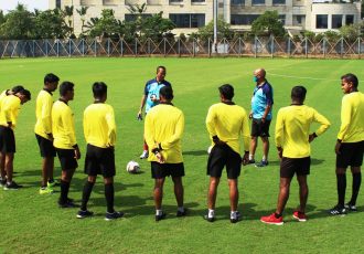 Referees keep moving forward together as new normal sets in for Indian football with the Hero I-League Qualifier 2020. (Photo courtesy: AIFF Media)