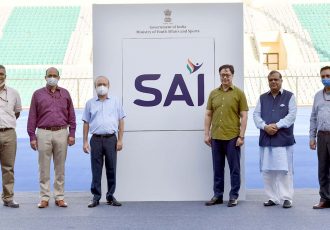The Minister of State for Youth Affairs & Sports (Independent Charge) and Minority Affairs, Shri Kiren Rijiju at the virtual launch of the logo of SAI (Sports Authority of India’s), at National Stadium, New Delhi on September 30, 2020. The Secretary (Sports), Shri Ravi Mittal and other dignitaries are also seen. (Photo courtesy: Press Information Bureau - Government of India)