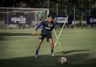 Chennaiyin FC vice-captain and midfielder Anirudh Thapa in training. (Photo courtesy: Chennaiyin FC)