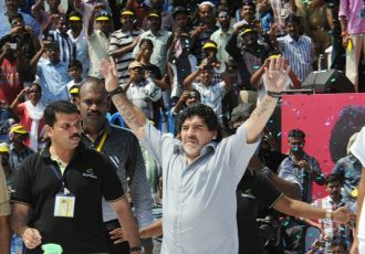 Argentina legend Diego Maradona during a visit to Kerala in October 2012.