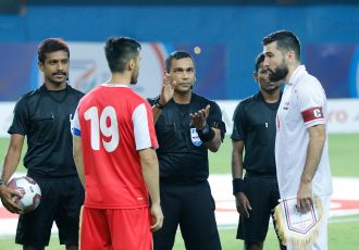 FIFA Referee Ramachandran Venkatesh and his assistants ahead of a match. (Photo courtesy: AIFF Media)