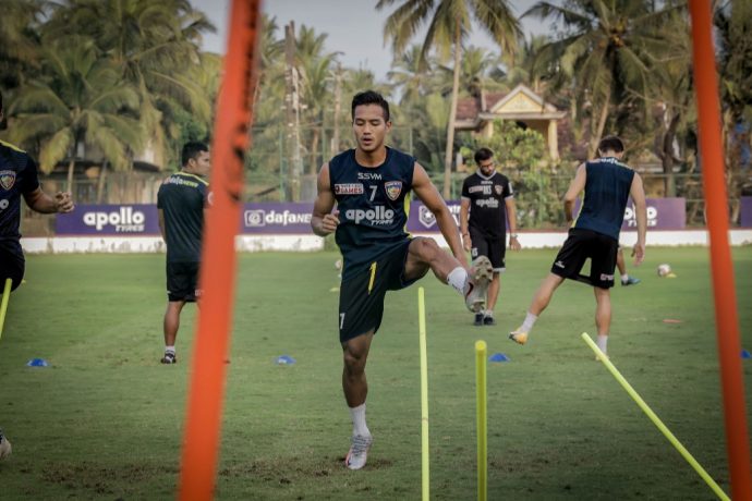 Chennaiyin FC winger Lallianzuala Chhangte in training. (Photo courtesy: Chennaiyin FC)