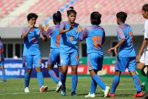 Indian Women's national team players celebrate a goal. (Photo courtesy: AIFF Media)