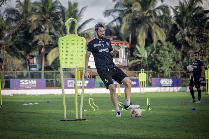 Enes Sipovic in training for Chennaiyin FC. (Photo courtesy: Chennaiyin FC)