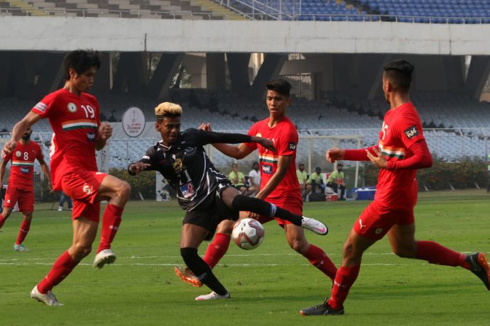 Hero I-League match action between Mohammedan Sporting Club and Sudeva Delhi FC. (Photo courtesy: AIFF Media)