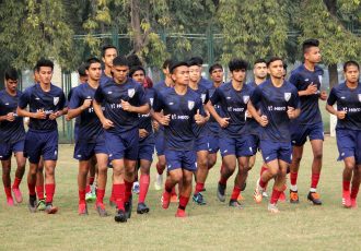 The Indian Arrows squad during a training session. (Photo courtesy: AIFF Media)