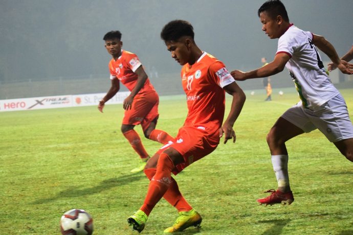 Hero I-League match action between NEROCA FC and TRAU FC. (Photo courtesy: AIFF Media)