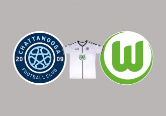 The new Chattanooga FC away jersey featuring the VfL Wolfsburg logo.