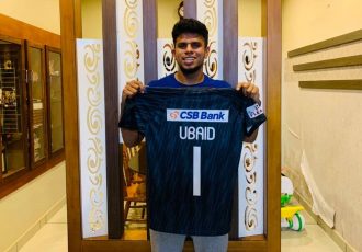 Ubaid CK auctions off Hero I-League winning jersey for Kerala CM’s COVID Relief Fund. (Photo courtesy: AIFF Media)