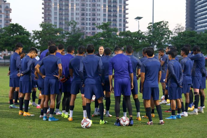 Head coach Igor Štimac and the Indian national team squad. (Photo courtesy: AIFF Media)